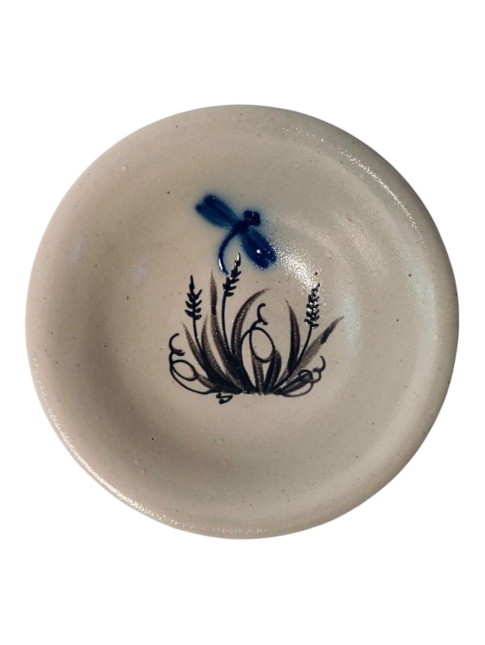 Salmon Falls Stoneware Dragonfly 7" Bowl Salt Glazed Pottery Dover NH 2016